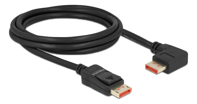 DL-87063Delock DisplayPort cable male straight to male 90° right angle 8K 60Hz 2m i gruppen COMPUTERTILBEHØR / Kabler og adaptere / DisplayPort / Kabler hos TP E-commerce Nordic AB (C17835)