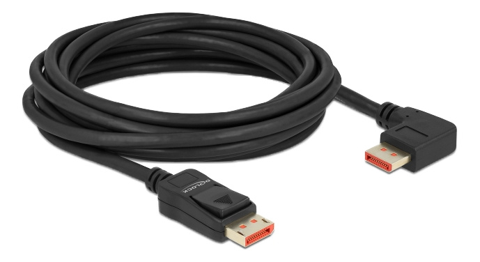 Delock DisplayPort cable male straight to male 90° right angled 8K 60Hz 5m i gruppen COMPUTERTILBEHØR / Kabler og adaptere / DisplayPort / Kabler hos TP E-commerce Nordic AB (C17837)