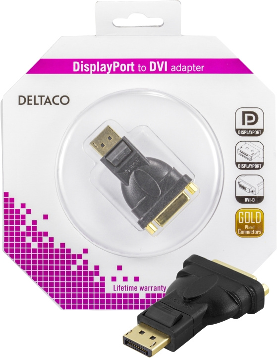 DELTACO DisplayPort till DVI-D Single Link adapter, 20-pin hane till 24+5-pin hona i gruppen COMPUTERTILBEHØR / Kabler og adaptere / DVI / Adaptere hos TP E-commerce Nordic AB (C17849)