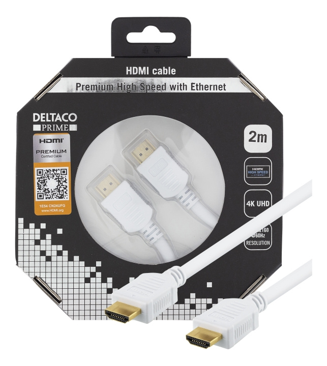 DELTACO PRIME HDMI kabel, HDMI High Speed with Ethernet, HDMI Type A h i gruppen HJEMMEELEKTRONIK / Kabler og adaptere / HDMI / Kabler hos TP E-commerce Nordic AB (C17898)