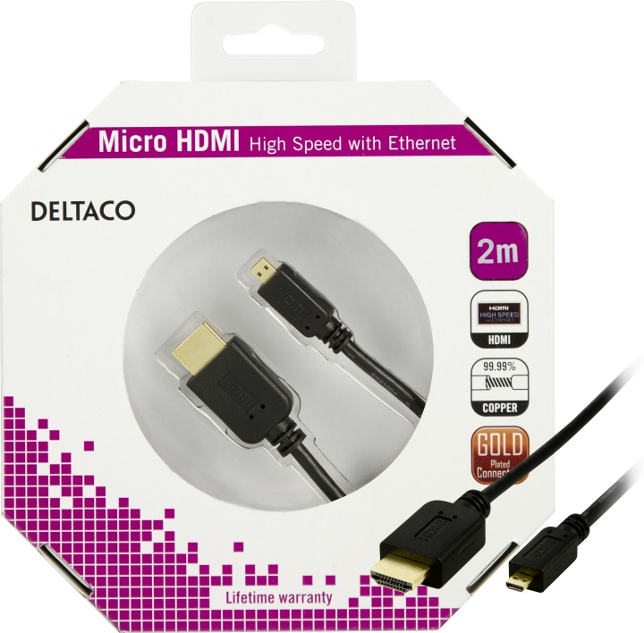 DELTACO HDMI kabel, HDMI High Speed with Ethernet, HDMI Type A han - H i gruppen HJEMMEELEKTRONIK / Kabler og adaptere / HDMI / Kabler hos TP E-commerce Nordic AB (C17901)