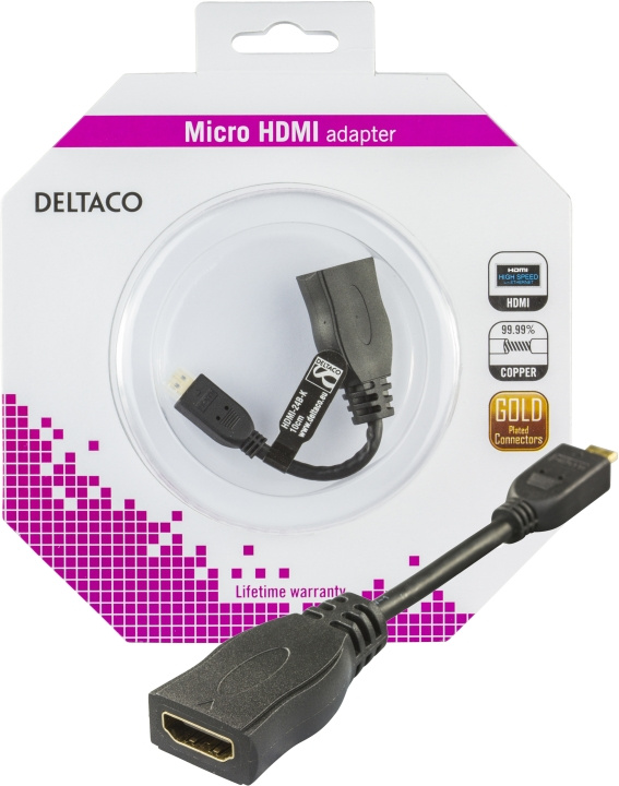 DELTACO HDMI-adapter, <b>HDMI High Speed with Ethernet</b>, micro HDMI i gruppen HJEMMEELEKTRONIK / Kabler og adaptere / HDMI / Adaptere hos TP E-commerce Nordic AB (C17908)