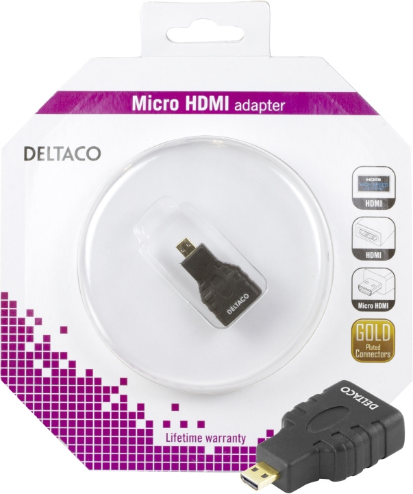 DELTACO HDMI-adapter, <b>HDMI High Speed with Ethernet</b>, micro HDMI i gruppen HJEMMEELEKTRONIK / Kabler og adaptere / HDMI / Adaptere hos TP E-commerce Nordic AB (C17909)