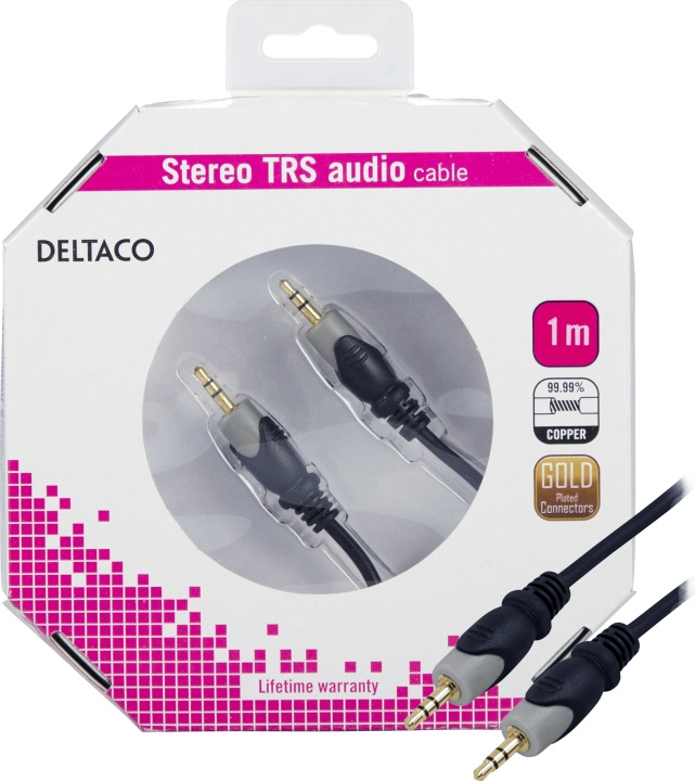 DELTACO lydkabel 3,5mm han - han, guldpletterede stik, ledere af ren k i gruppen HJEMMEELEKTRONIK / Kabler og adaptere / Audio Analog / 3.5 mm hos TP E-commerce Nordic AB (C17969)