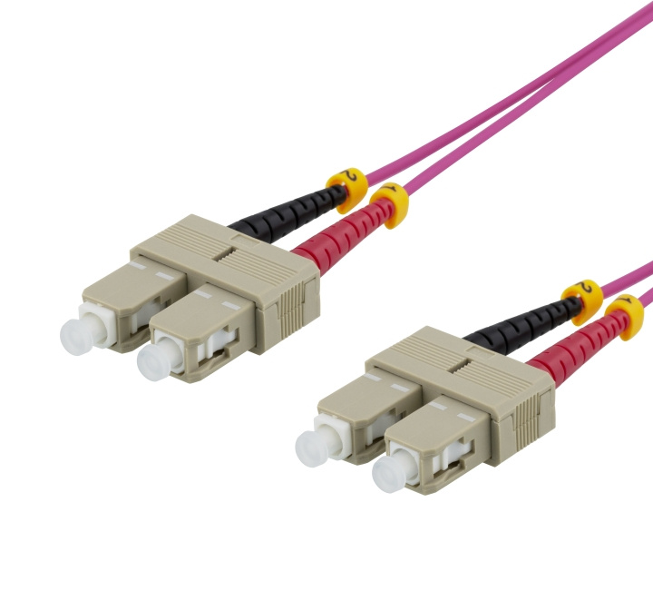DELTACO Fiber cable, 1m, SC-SC Duplex, 50/125, pink i gruppen COMPUTERTILBEHØR / Kabler og adaptere / Netværkskabler / Fiberkabling hos TP E-commerce Nordic AB (C17991)