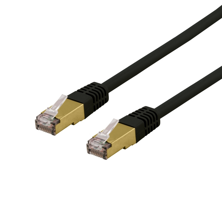 DELTACO S/FTP Cat6a patch cable, 0,3m, 500MHz, Delta-cert, black i gruppen COMPUTERTILBEHØR / Kabler og adaptere / Netværkskabler / Cat6 hos TP E-commerce Nordic AB (C18000)
