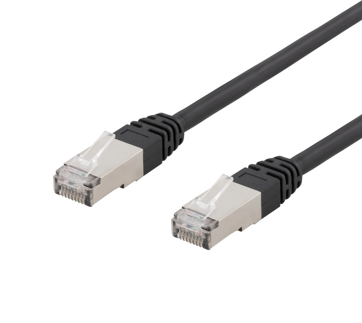 DELTACO S/FTP Cat6 patch cable, 1,5m, 250MHz, UV resistant, black i gruppen COMPUTERTILBEHØR / Kabler og adaptere / Netværkskabler / Cat6 hos TP E-commerce Nordic AB (C18029)