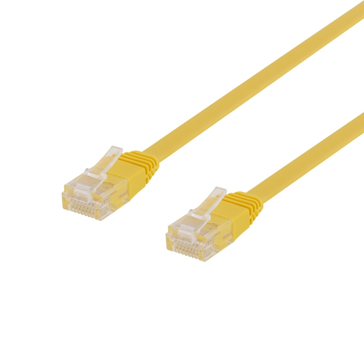 DELTACO U/UTP Cat6 patch cable, flat, 0.3m, 250MHz, yellow i gruppen COMPUTERTILBEHØR / Kabler og adaptere / Netværkskabler / Cat6 hos TP E-commerce Nordic AB (C18144)