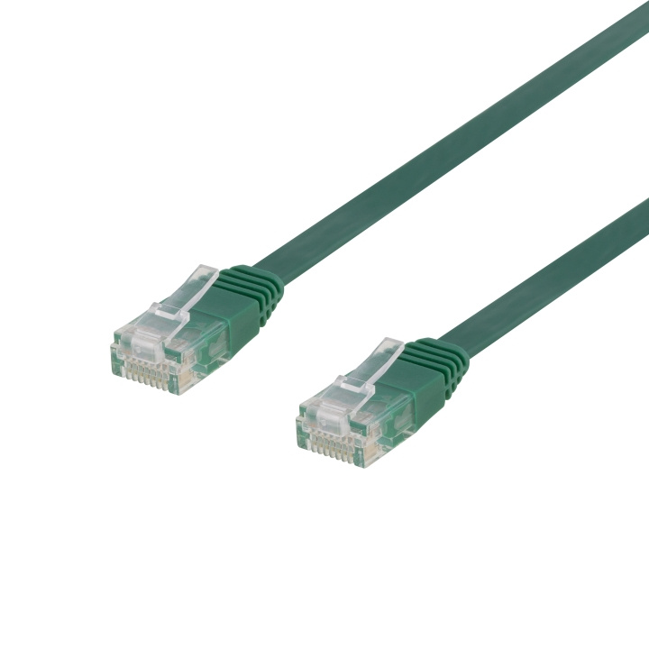 DELTACO U/UTP Cat6 patch cable, flat, 0.5m, 250MHz, green i gruppen COMPUTERTILBEHØR / Kabler og adaptere / Netværkskabler / Cat6 hos TP E-commerce Nordic AB (C18153)