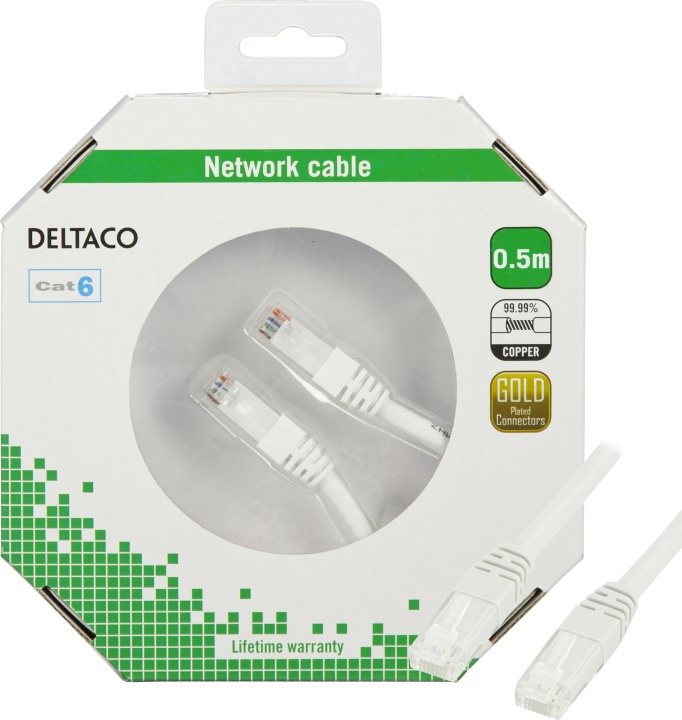 DELTACO U/UTP Cat6 patchkabel, LSZH (Low Smoke Zero Halogen), 0.5m, hv i gruppen COMPUTERTILBEHØR / Kabler og adaptere / Netværkskabler / Cat6 hos TP E-commerce Nordic AB (C18164)