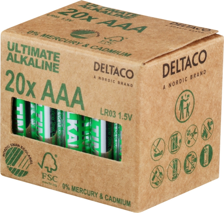 DELTACO Ultimate Alkaline AAA-batteri, 20-pack i gruppen HJEMMEELEKTRONIK / Batterier og opladere / Batterier / AAA hos TP E-commerce Nordic AB (C18277)