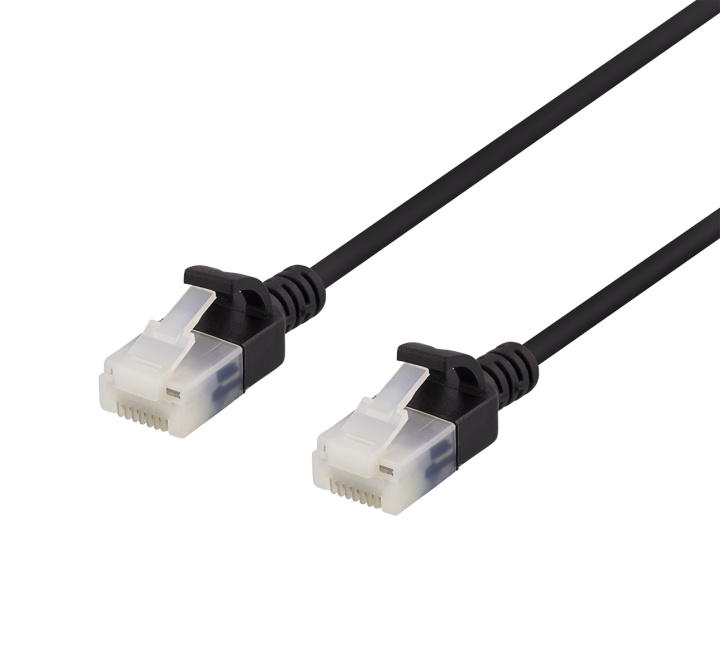 DELTACO U/UTP Cat6a patch cable, slim, 3,5mm diameter, 0,3m, black i gruppen COMPUTERTILBEHØR / Kabler og adaptere / Netværkskabler / Cat6 hos TP E-commerce Nordic AB (C18290)