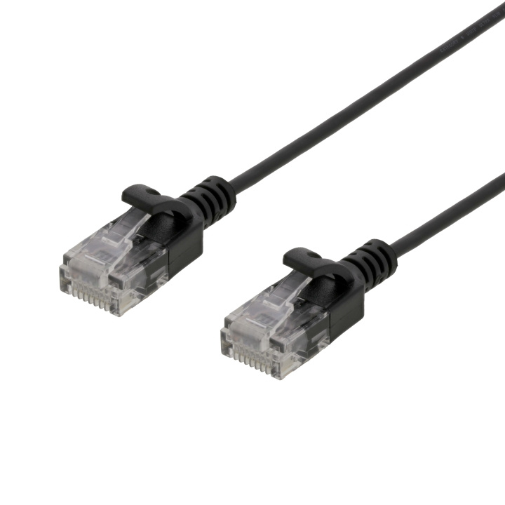 DELTACO Ultra Slim U/UTP Cat.6 patch cable, OD:2.6mm, 1m, Black i gruppen COMPUTERTILBEHØR / Kabler og adaptere / Netværkskabler / Cat6 hos TP E-commerce Nordic AB (C18314)