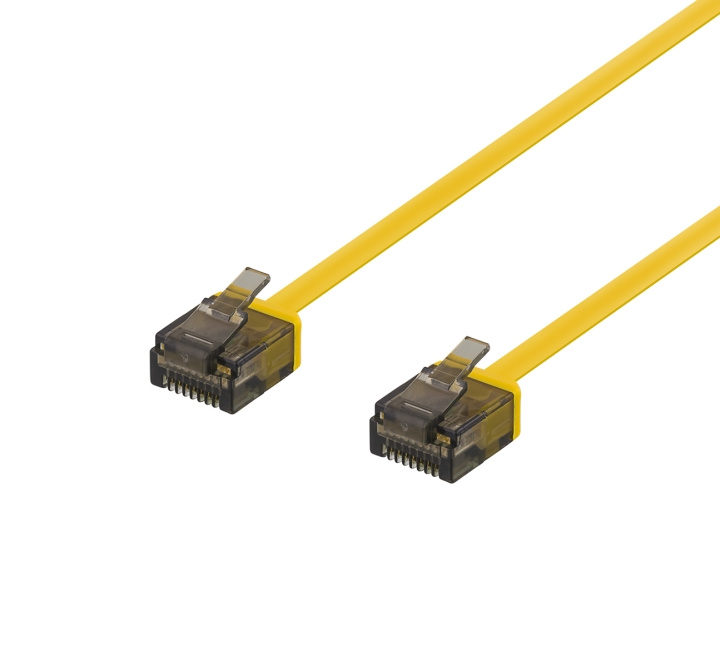 DELTACO U/UTP Cat6a patch cable, flat, 1m, 1mm thick, yellow i gruppen COMPUTERTILBEHØR / Kabler og adaptere / Netværkskabler / Cat6 hos TP E-commerce Nordic AB (C18326)