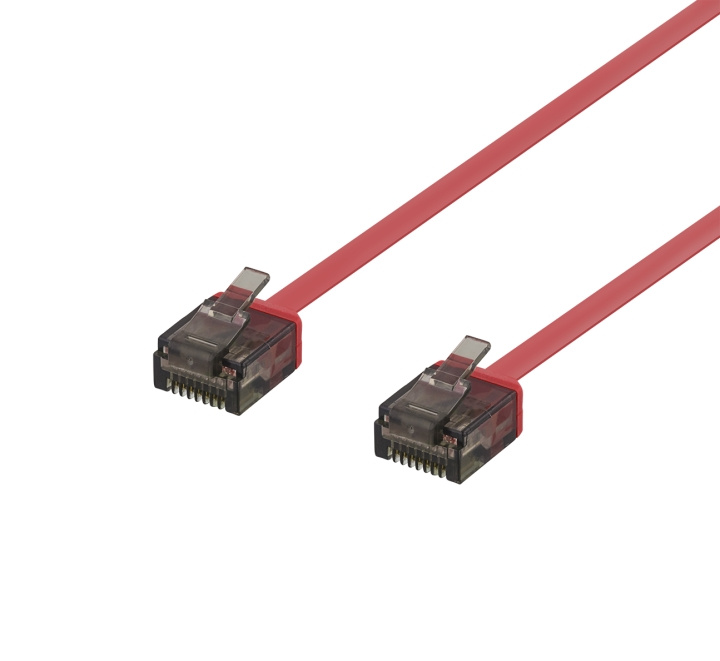 DELTACO U/UTP Cat6a patch cable, flat, 2m, 1mm thick, red i gruppen COMPUTERTILBEHØR / Kabler og adaptere / Netværkskabler / Cat6 hos TP E-commerce Nordic AB (C18330)