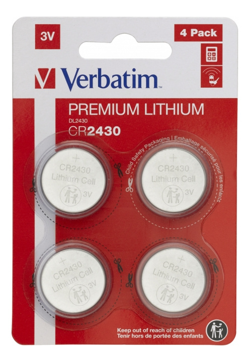 Verbatim LITHIUM BATTERY CR2430 3V 4 PACK i gruppen HJEMMEELEKTRONIK / Batterier og opladere / Batterier / Knapcelle hos TP E-commerce Nordic AB (C18332)