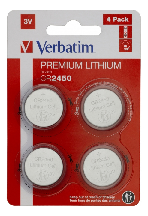 Verbatim LITHIUM BATTERY CR2450 3V 4 PACK i gruppen HJEMMEELEKTRONIK / Batterier og opladere / Batterier / Knapcelle hos TP E-commerce Nordic AB (C18333)