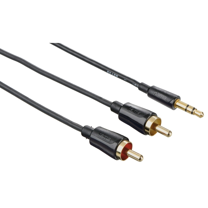 Hama Kabel Audio 3.5mm-2xRCA Flexislim Guld Svart 1.5m i gruppen HJEMMEELEKTRONIK / Kabler og adaptere / RCA / Kabler hos TP E-commerce Nordic AB (C18518)