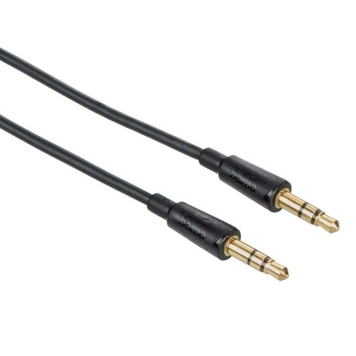 Hama Kabel Audio 3.5mm-3.5mm Flexislim Guld Svart 1.5m i gruppen HJEMMEELEKTRONIK / Kabler og adaptere / Audio Analog / 3.5 mm hos TP E-commerce Nordic AB (C18526)