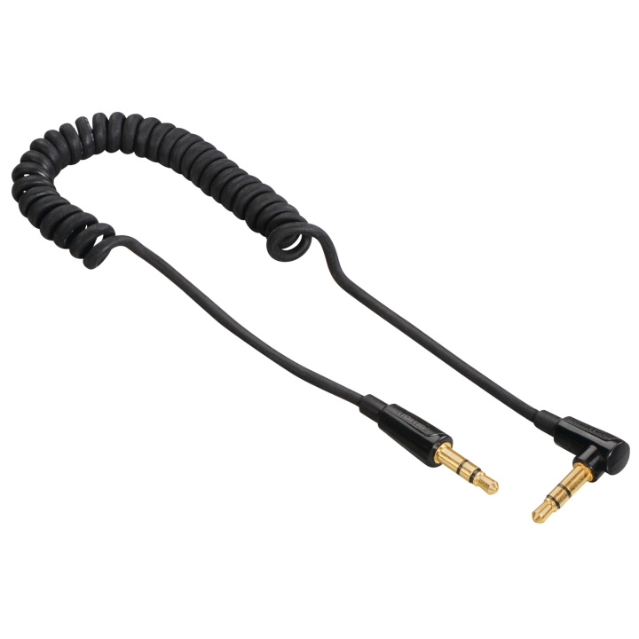Hama Kabel Audio 3.5mm-3.5mm Vinklad Coiled Guld Svart 1.5m i gruppen HJEMMEELEKTRONIK / Kabler og adaptere / Audio Analog / 3.5 mm hos TP E-commerce Nordic AB (C18528)