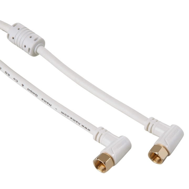 Hama Kabel Antenn SAT 95dB Vinklad F-Plug - F-Plug Guld Vit 1.5m i gruppen HJEMMEELEKTRONIK / Kabler og adaptere / Antennekabler og tilbehør / Antenne kabler hos TP E-commerce Nordic AB (C18534)