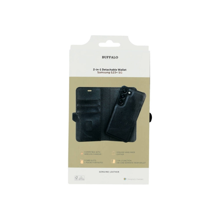 Buffalo 2in1 Wallet Leather 3 card Samsung S23+ 5G Black i gruppen SMARTPHONES & TABLETS / Mobil Beskyttelse / Samsung hos TP E-commerce Nordic AB (C18577)
