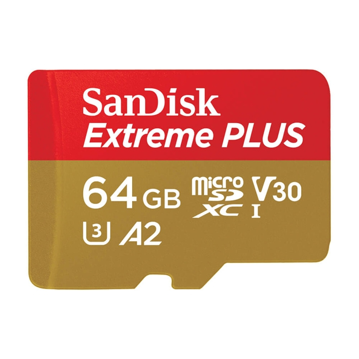 SANDISK MicroSDXC Extreme Plus 64GB 200MB/s A2 C10 V30 UHS-I i gruppen HJEMMEELEKTRONIK / Lagringsmedier / Hukommelseskort / MicroSD/HC/XC hos TP E-commerce Nordic AB (C18617)