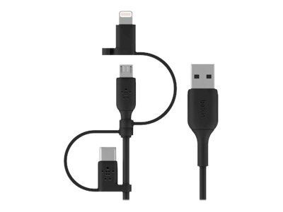 Belkin Boost 3 i 1 kabel, Lightning, Type C, Micro USB i gruppen SMARTPHONES & TABLETS / Opladere og kabler / Kabler / Kabler Type C hos TP E-commerce Nordic AB (C18856)
