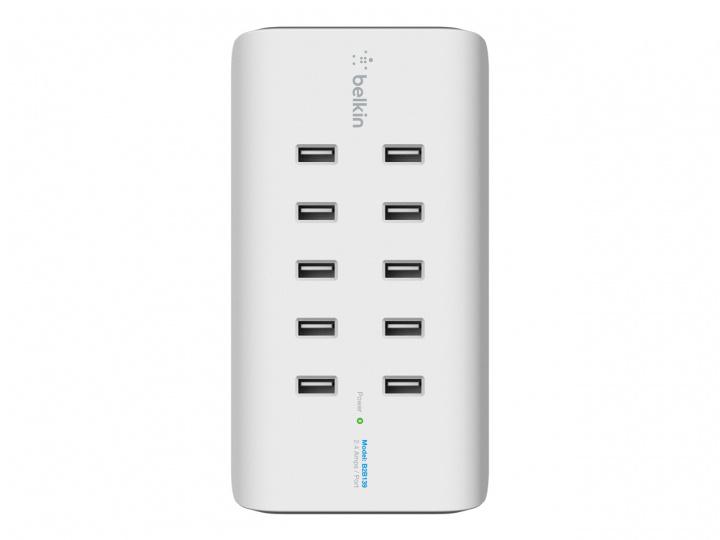 Belkin Rockstar 10-Port USB Laddstation, 2.4A i gruppen SMARTPHONES & TABLETS / Opladere og kabler / Vægoplader / Vægoplader USB hos TP E-commerce Nordic AB (C18874)