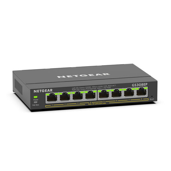 Netgear 8PT GE PLUS SWCH W/ POE+ i gruppen COMPUTERTILBEHØR / Netværk / Switches hos TP E-commerce Nordic AB (C19398)