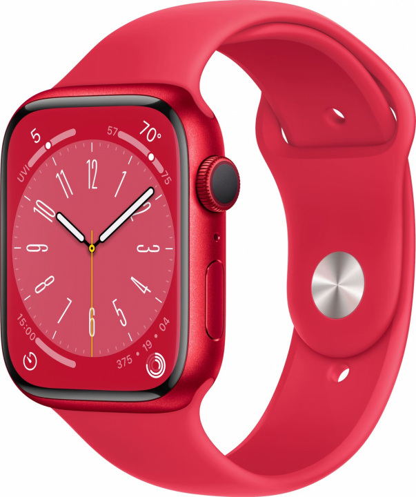 Apple Watch Ser 8 GPS 45mm (PRODUCT)RED Alu Case (PRODUCT)RED Spor i gruppen SMARTPHONES & TABLETS / Træning, hjem og fritid / Apple Watch & Tilbehør / Apple Watch hos TP E-commerce Nordic AB (C21347)