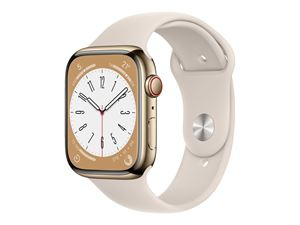 Apple Watch Ser 8 GPS+Cell 45mm Gold Stainless Steel Case Starligh i gruppen SPORT, FRITID & HOBBY / Smartwatch & Aktivitetsmåler / Smartwatches hos TP E-commerce Nordic AB (C21356)