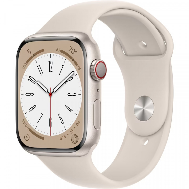 Apple Watch Ser 8 GPS+Cell 45mm Starlight Alu Case Starlight Sport i gruppen SMARTPHONES & TABLETS / Træning, hjem og fritid / Apple Watch & Tilbehør / Apple Watch hos TP E-commerce Nordic AB (C21360)