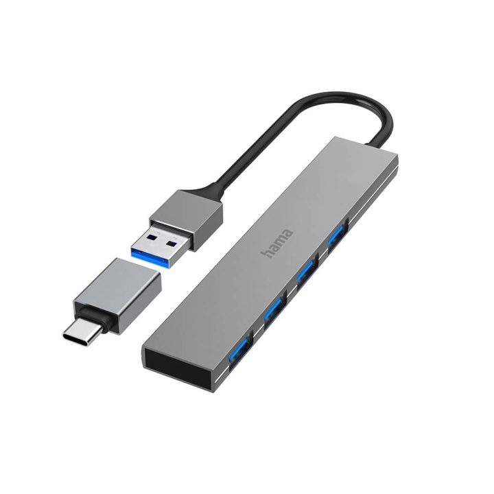 Hama Hub USB-A 3.2 4x Porte 5 Gbit/s USB-C Adapter i gruppen COMPUTERTILBEHØR / Computer Tilbehør / USB-hubs hos TP E-commerce Nordic AB (C23472)