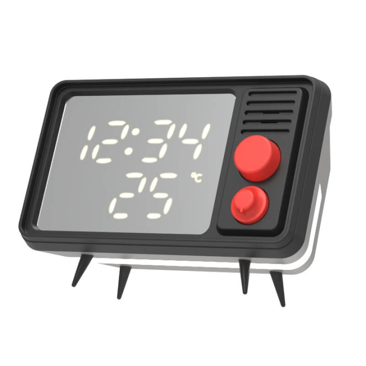 Mobility On Board MOB Speaker Alarm Clock with Light TV Retro Black/Grey i gruppen HJEM, HUS & HAVE / Ure og tællere / Vækkeure hos TP E-commerce Nordic AB (C23561)