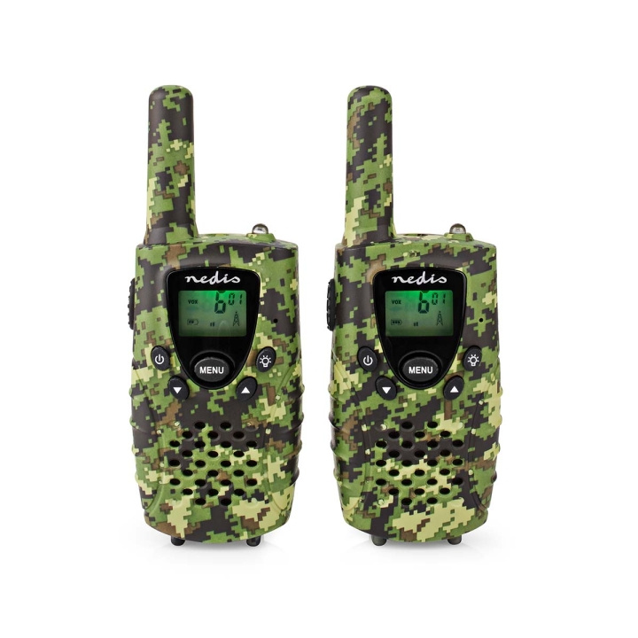 Nedis Walkie-talkie Set | 2 Håndsæt | Op til 8 km | Frekvens kanaler: 8 | PTT / VOX | Op til 2.5 Time | Hovedtelefonudgang | 2 Headsets | Rejsetaske inkluderet | Grøn i gruppen SPORT, FRITID & HOBBY / Friluftsliv / Walkie talkie hos TP E-commerce Nordic AB (C23638)