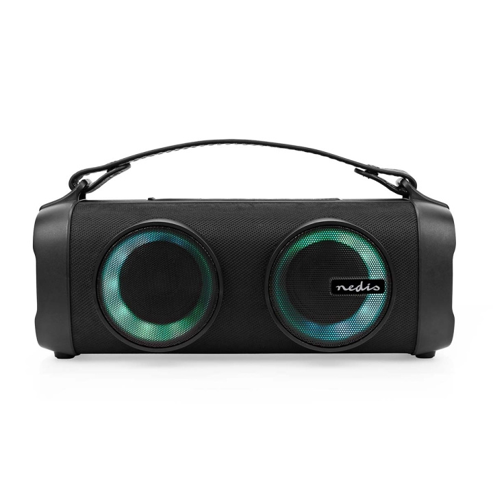 Nedis Bluetooth® Party Boombox | 5 timer | 2.0 | 24 W | Medieafspilning: AUX / USB | X4 | Kan parres | Bærehåndtag | Fest lys | Sort i gruppen HJEMMEELEKTRONIK / Lyd & billede / Højttalere & tilbehør / Bluetooth-højttalere / Bærbare højttalere hos TP E-commerce Nordic AB (C23646)
