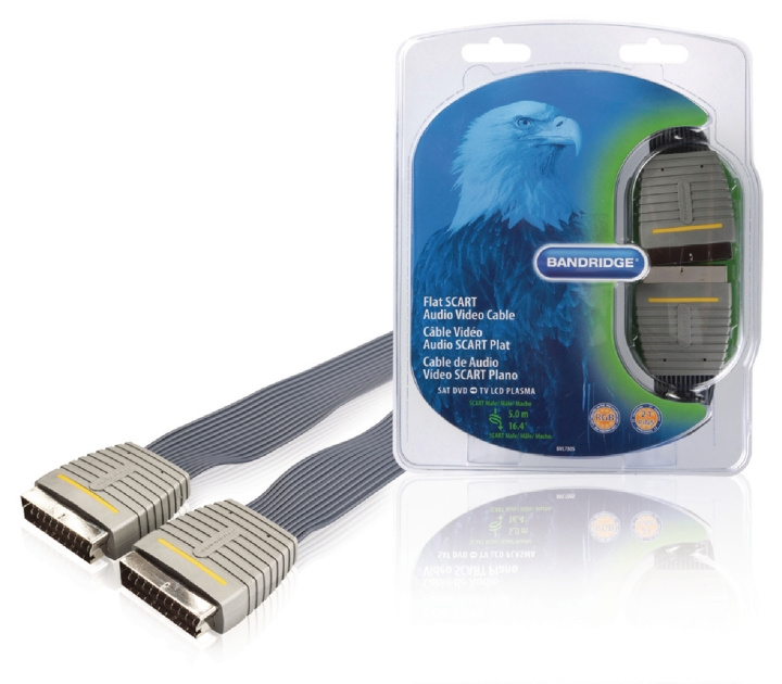 Bandridge Scart-Kabel SCART Han - SCART Han 5.00 m Blå i gruppen HJEMMEELEKTRONIK / Kabler og adaptere / Scart hos TP E-commerce Nordic AB (C23662)