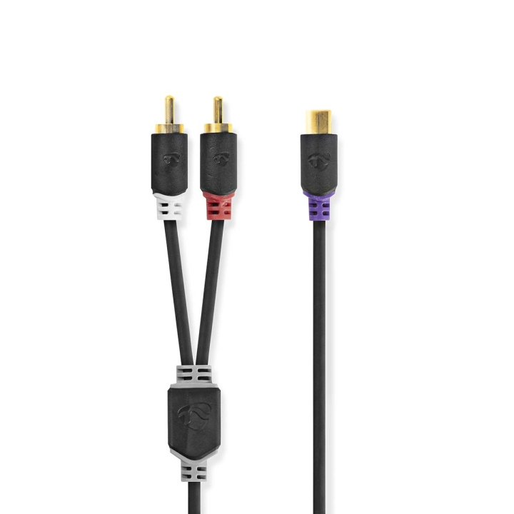 Nedis Stereo Audio kabel | 2x RCA Hanstik | RCA Hunstik | Guldplateret | 0.20 m | Runde | Antracit | Box i gruppen HJEMMEELEKTRONIK / Lyd & billede / Højttalere & tilbehør / Tilbehør hos TP E-commerce Nordic AB (C23680)