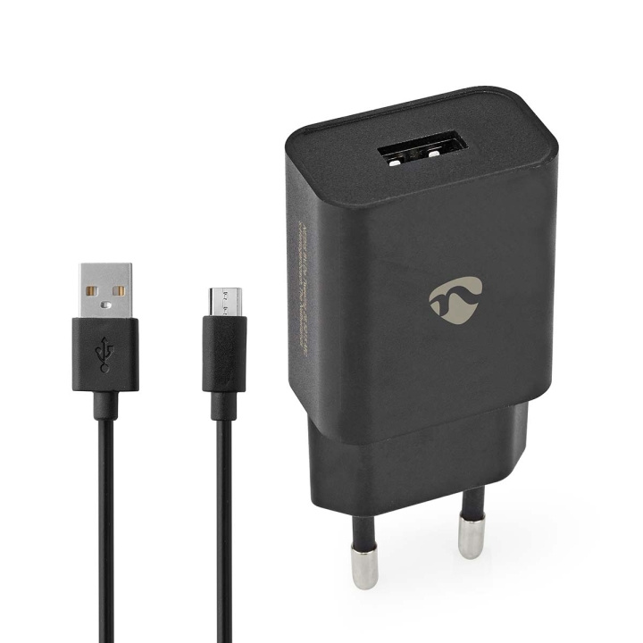 Nedis Vægoplader | 12 W | Hurtigopladningsfunktion | 1x 2.1 A A | Antal output: 1 | USB-A | Micro USB (Loose) kabel | 1.00 m | Single Voltage Output | Sort i gruppen SMARTPHONES & TABLETS / Opladere og kabler / Vægoplader / Vægoplader USB hos TP E-commerce Nordic AB (C23926)