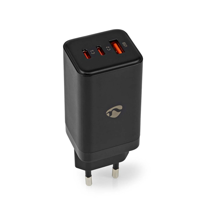 Nedis Vægoplader | 65 W | GaN | Hurtigopladningsfunktion | 3.0 / 3.25 A A | Antal output: 3 | USB-A / 2x USB-C™ | Automatisk Valgt Spænding i gruppen SMARTPHONES & TABLETS / Opladere og kabler / Vægoplader / Vægoplader USB hos TP E-commerce Nordic AB (C23938)