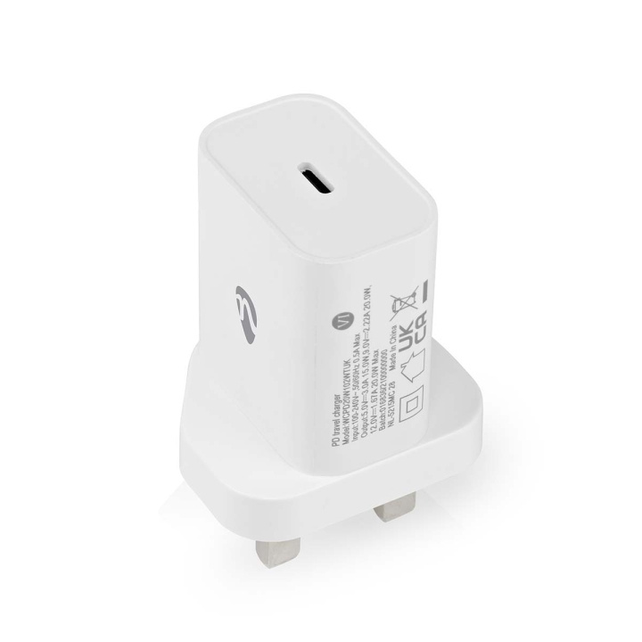 Nedis Vægoplader | 20 W | PD3.0 20W | Hurtigopladningsfunktion | 1.67 A / 2.22 A / 3.0 A | Antal output: 1 | USB-C™ | Automatisk Valgt Spænding | Hvid i gruppen HJEM, HUS & HAVE / Elektricitet & Belysning / Rejseadaptere hos TP E-commerce Nordic AB (C23940)