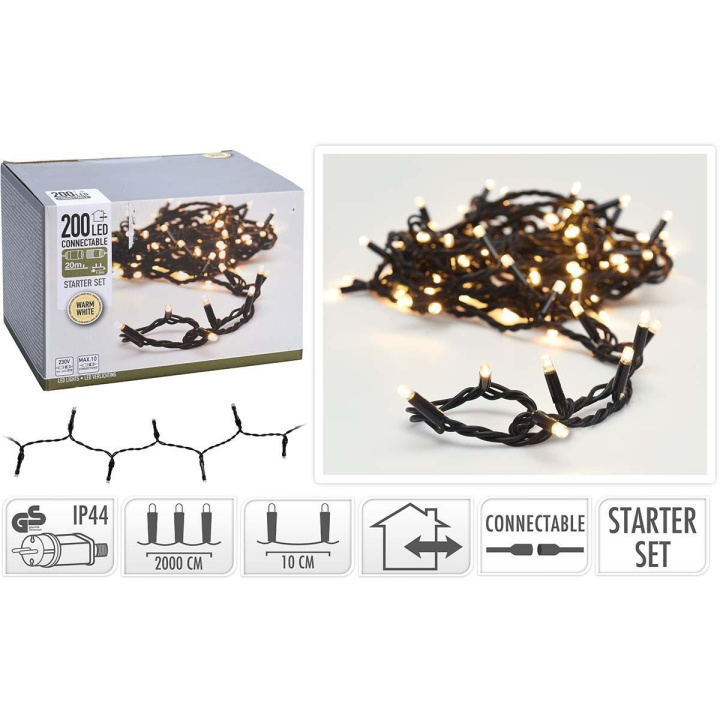 S.I.A CONNECTABLE CHRISTMAS LIGHTS | STARTER SET | 200 LED | WARM WHITE | 230 V i gruppen HJEMMEELEKTRONIK / Lys / Julebelysning hos TP E-commerce Nordic AB (C24116)