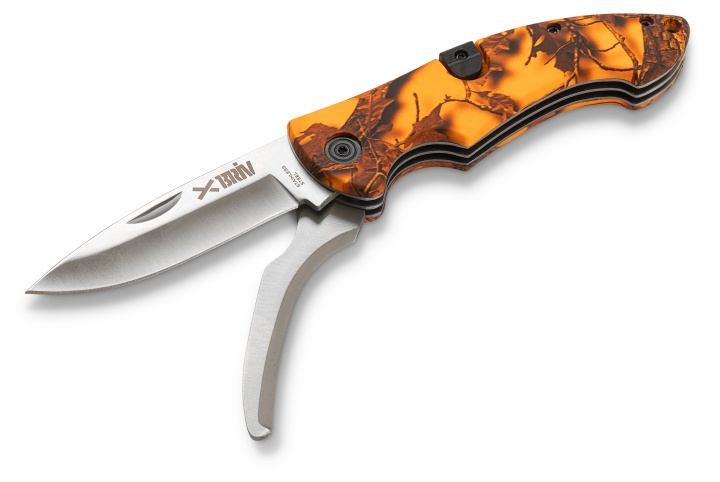 Buköppnarfällkniv dubbelblad Belly Orange Camo, 1/6/48 i gruppen SPORT, FRITID & HOBBY / Friluftsliv / Udendørs gadgets hos TP E-commerce Nordic AB (C24388)