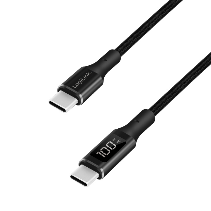 LogiLink USB-C - USB-C-kabel med display 100W 1 m Svart i gruppen COMPUTERTILBEHØR / Kabler og adaptere / USB / USB-C hos TP E-commerce Nordic AB (C25281)