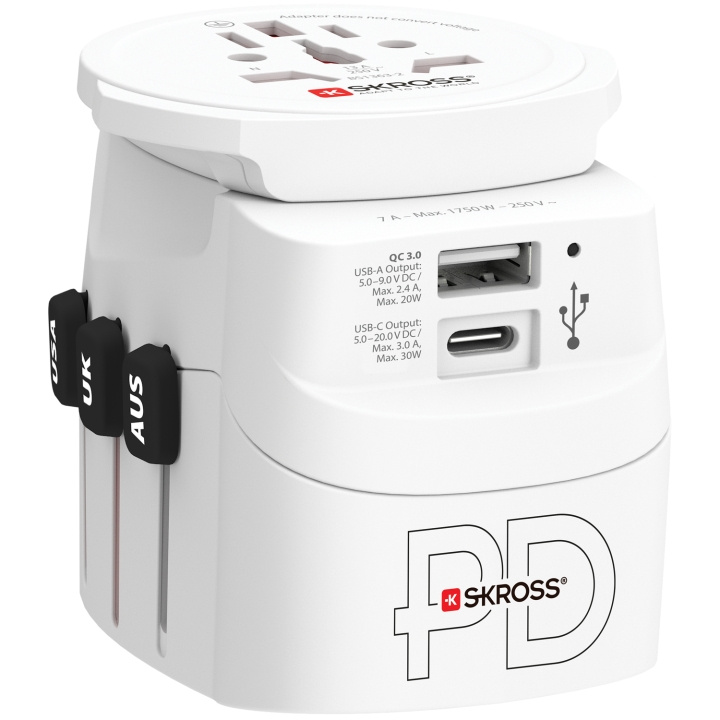 SKROSS PRO Light World AC30PD Reseadapter USB PD 30W i gruppen HJEM, HUS & HAVE / Elektricitet & Belysning / Rejseadaptere hos TP E-commerce Nordic AB (C25282)