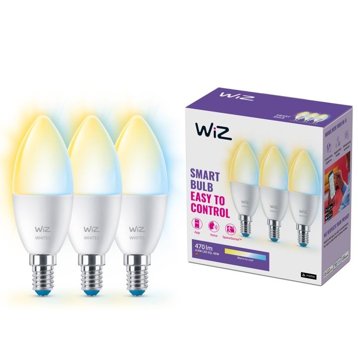 WiZ WiFi Smart LED E14 Kron 40W Varm-kallvit 470 lm 3 pack i gruppen HJEMMEELEKTRONIK / Lys / LED lamper hos TP E-commerce Nordic AB (C25627)