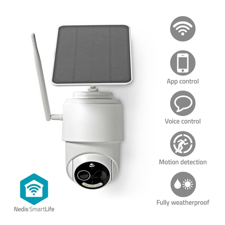 Nedis SmartLife udendørskamera | Wi-Fi | Full HD 1080p | Pan tilt | IP65 | Maks. batteritid: 5 Måned | Cloud Storage (mulighed) / microSD (ikke inkluderet) | 5 V DC | Med bevægelsessensor | Nattesyn | Hvid i gruppen HJEM, HUS & HAVE / Alarm, Sikkerhed & Overvågning / Overvågningskameraer / Digital (netværk) / Udendørs kameraer hos TP E-commerce Nordic AB (C25733)