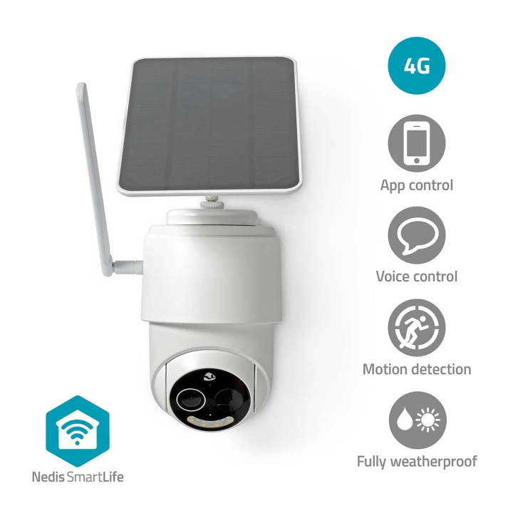 Nedis SmartLife udendørskamera | 4G | Full HD 1080p | Pan tilt | IP65 | Cloud Storage (mulighed) / microSD (ikke inkluderet) | 5 V DC | Med bevægelsessensor | Nattesyn | Hvid i gruppen HJEM, HUS & HAVE / Alarm, Sikkerhed & Overvågning / Overvågningskameraer / Digital (netværk) / Udendørs kameraer hos TP E-commerce Nordic AB (C25734)