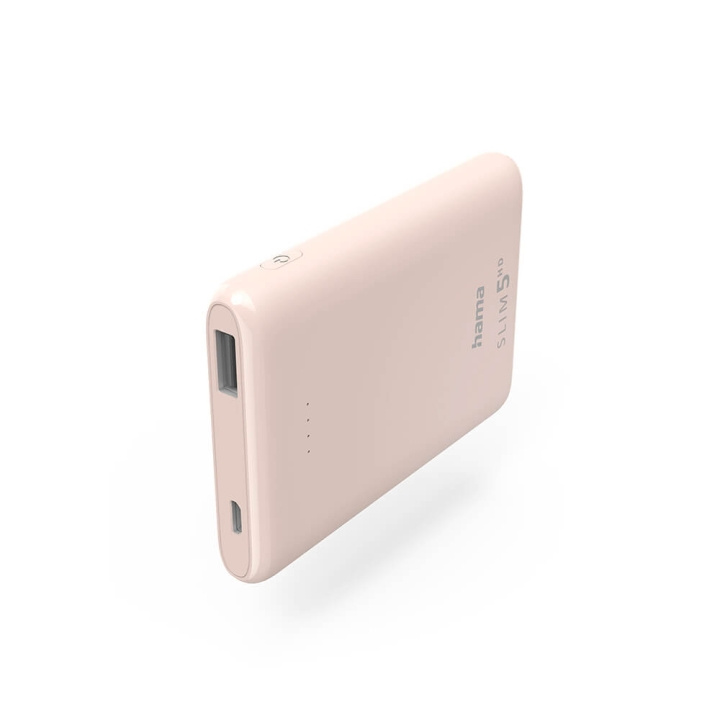Hama Powerbank Slim 5000mAh Light Pink i gruppen SMARTPHONES & TABLETS / Opladere og kabler / Powerbanks hos TP E-commerce Nordic AB (C25743)
